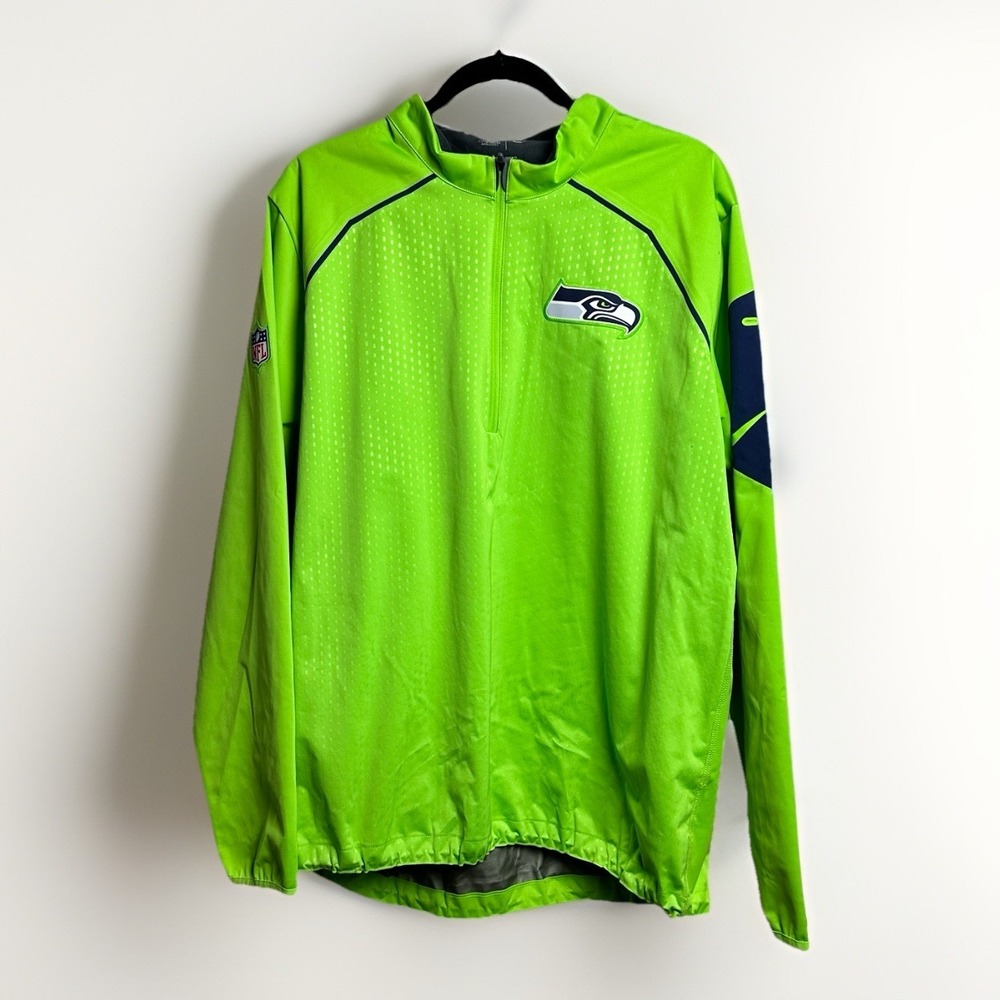 NFL Nike Seattle Seahawks On Field Pullover 1/4 Zip Jacket Mens Large Green